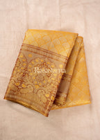 Gold Pure Silk Kanchipuram Pattu Saree with Contrast Border