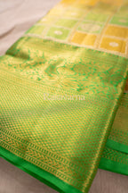 Yellow Pure Silk Kanchipuram Pattu Saree with Green Border