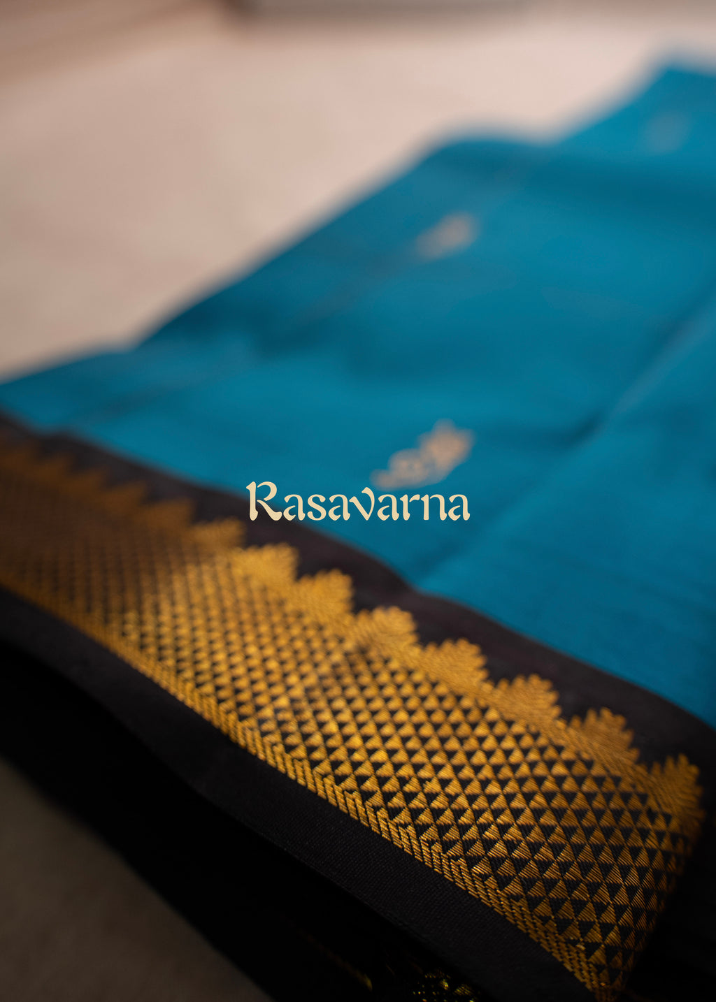 Blue Pure Silk Kanchipuram Pattu Saree with Black Border