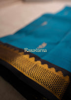 Blue Pure Silk Kanchipuram Pattu Saree with Black Border