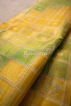 Yellow Pure Silk Kanchipuram Pattu Saree with Green Border