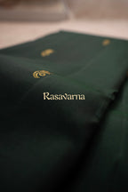 Dark Green Pure Silk Kanchipuram Pattu Saree with Onion Red Border