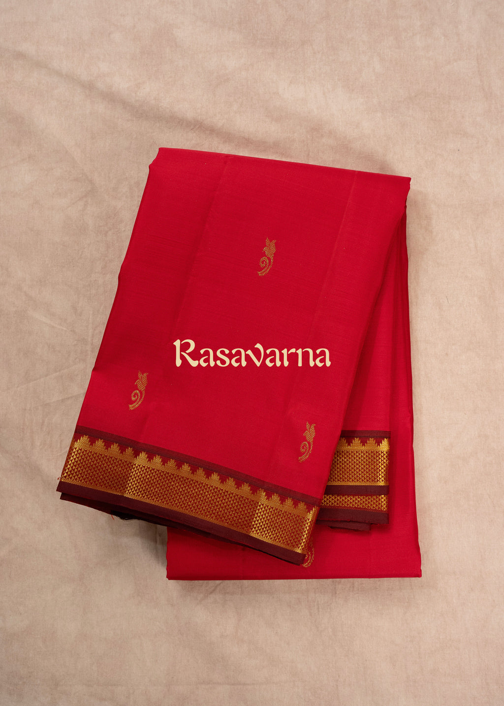 Red Pure Silk Kanchipuram Pattu Saree with Maroon Border