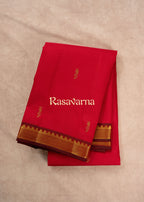 Red Pure Silk Kanchipuram Pattu Saree with Maroon Border