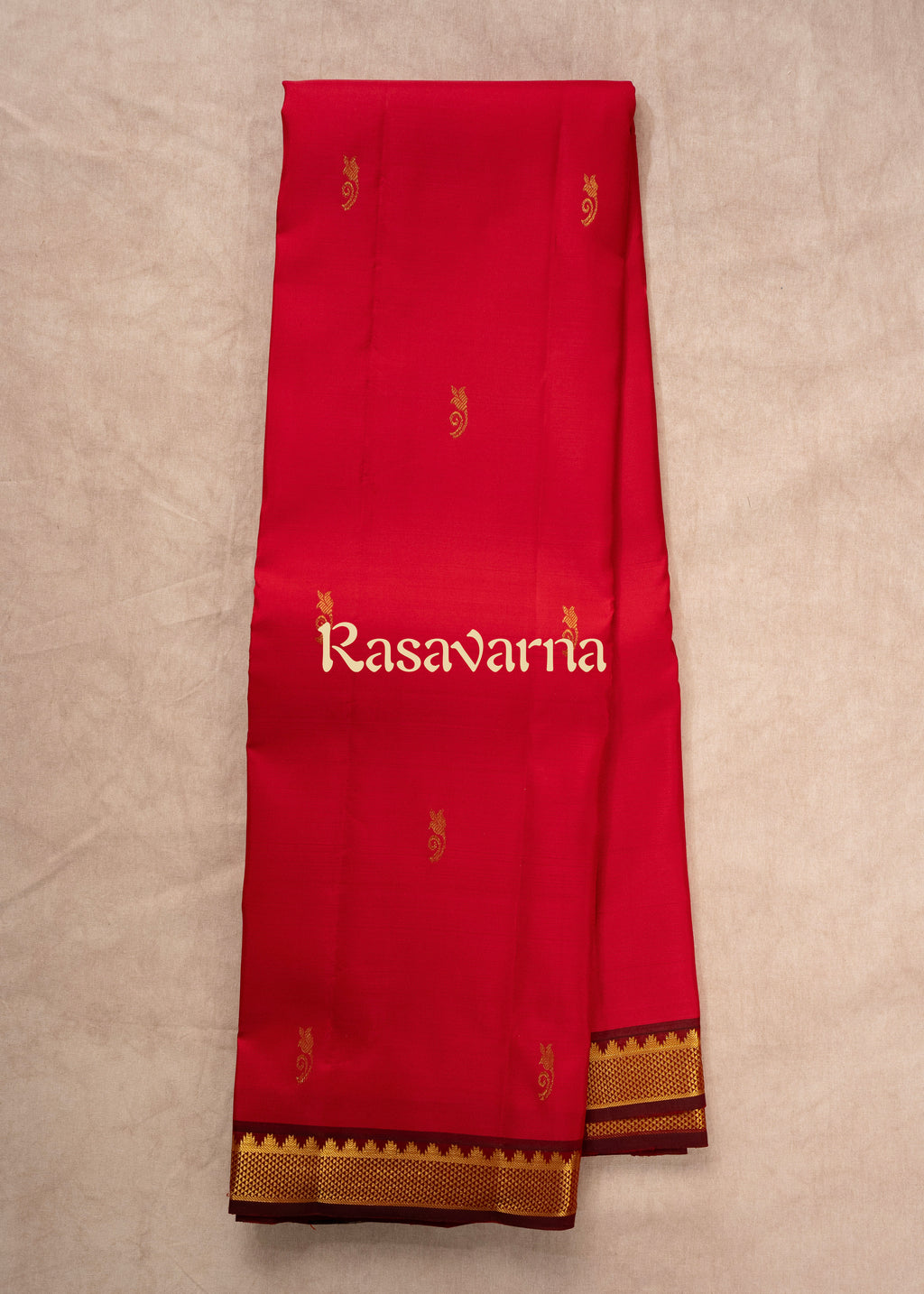 Red Pure Silk Kanchipuram Pattu Saree with Maroon Border