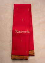 Red Pure Silk Kanchipuram Pattu Saree with Maroon Border