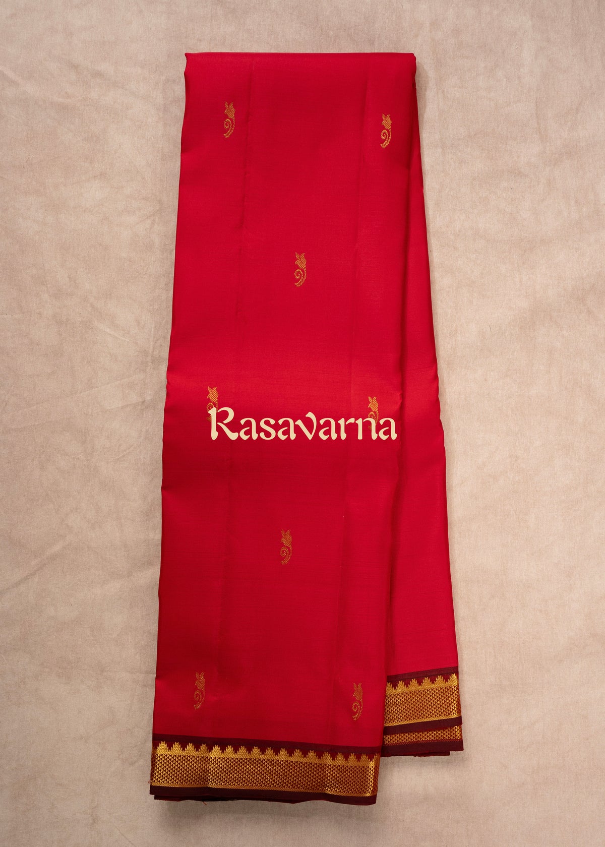 Red Pure Silk Kanchipuram Pattu Saree with Maroon Border