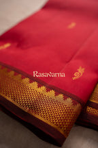 Red Pure Silk Kanchipuram Pattu Saree with Maroon Border