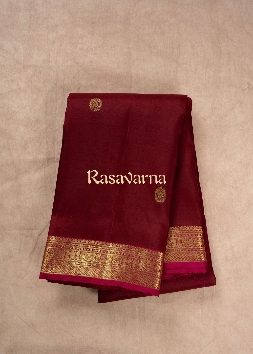 Maroon Pure Silk Kanchipuram Pattu Saree with Rani Border