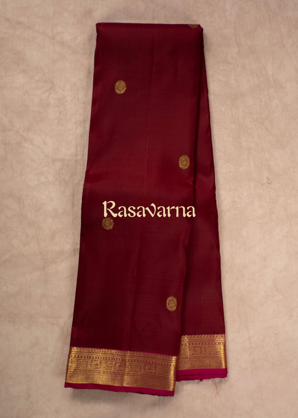 Maroon Pure Silk Kanchipuram Pattu Saree with Rani Border