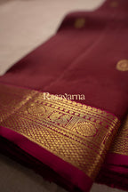 Maroon Pure Silk Kanchipuram Pattu Saree with Rani Border