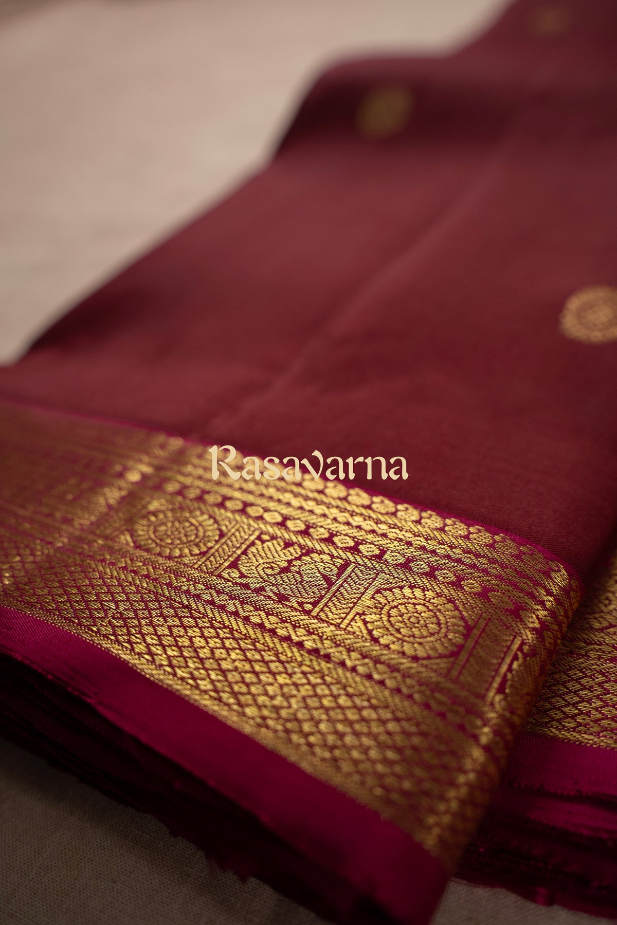 Maroon Pure Silk Kanchipuram Pattu Saree with Rani Border