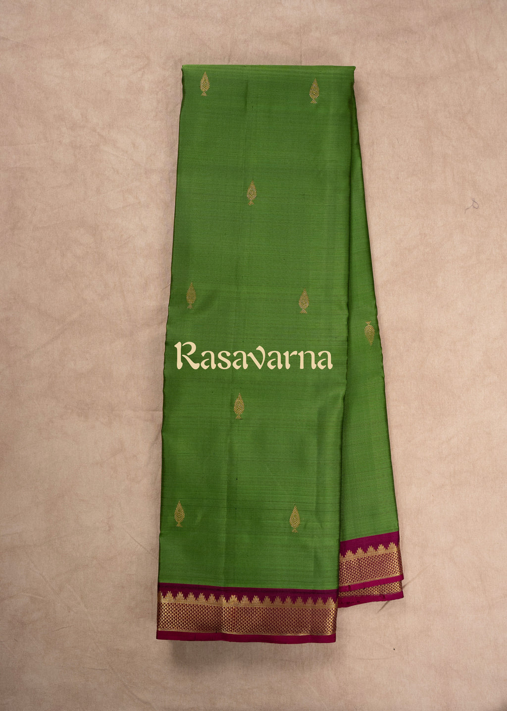Parrot Green Pure Silk Kanchipuram Pattu Saree with Magenta Border