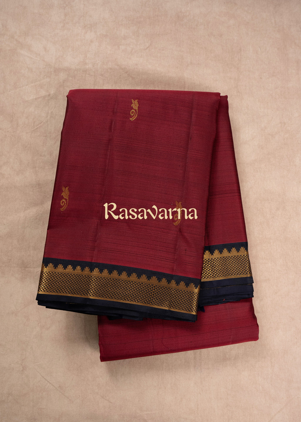 Rani Pure Silk Kanchipuram Pattu Saree with Navy Blue Border