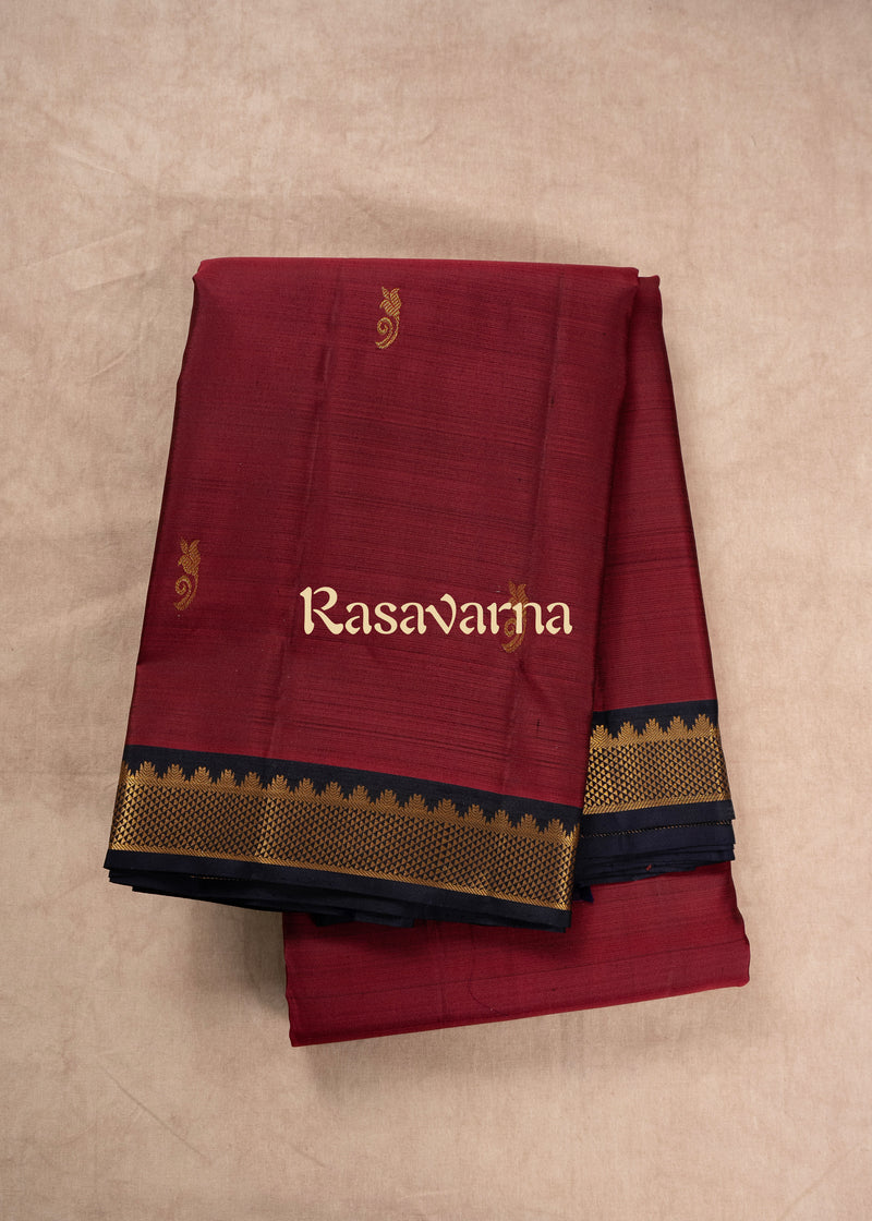 Rani Pure Silk Kanchipuram Pattu Saree with Navy Blue Border