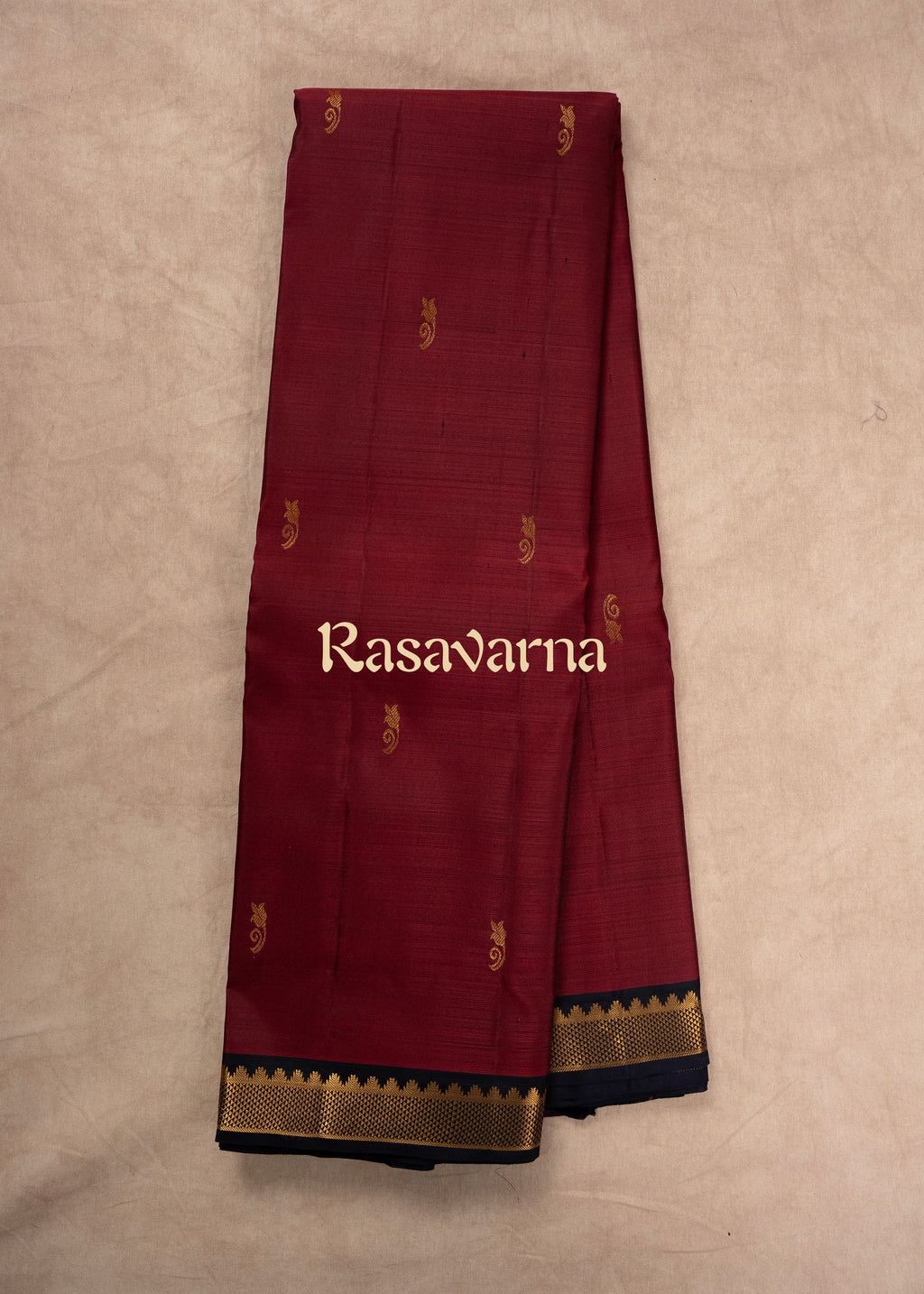 Rani Pure Silk Kanchipuram Pattu Saree with Navy Blue Border