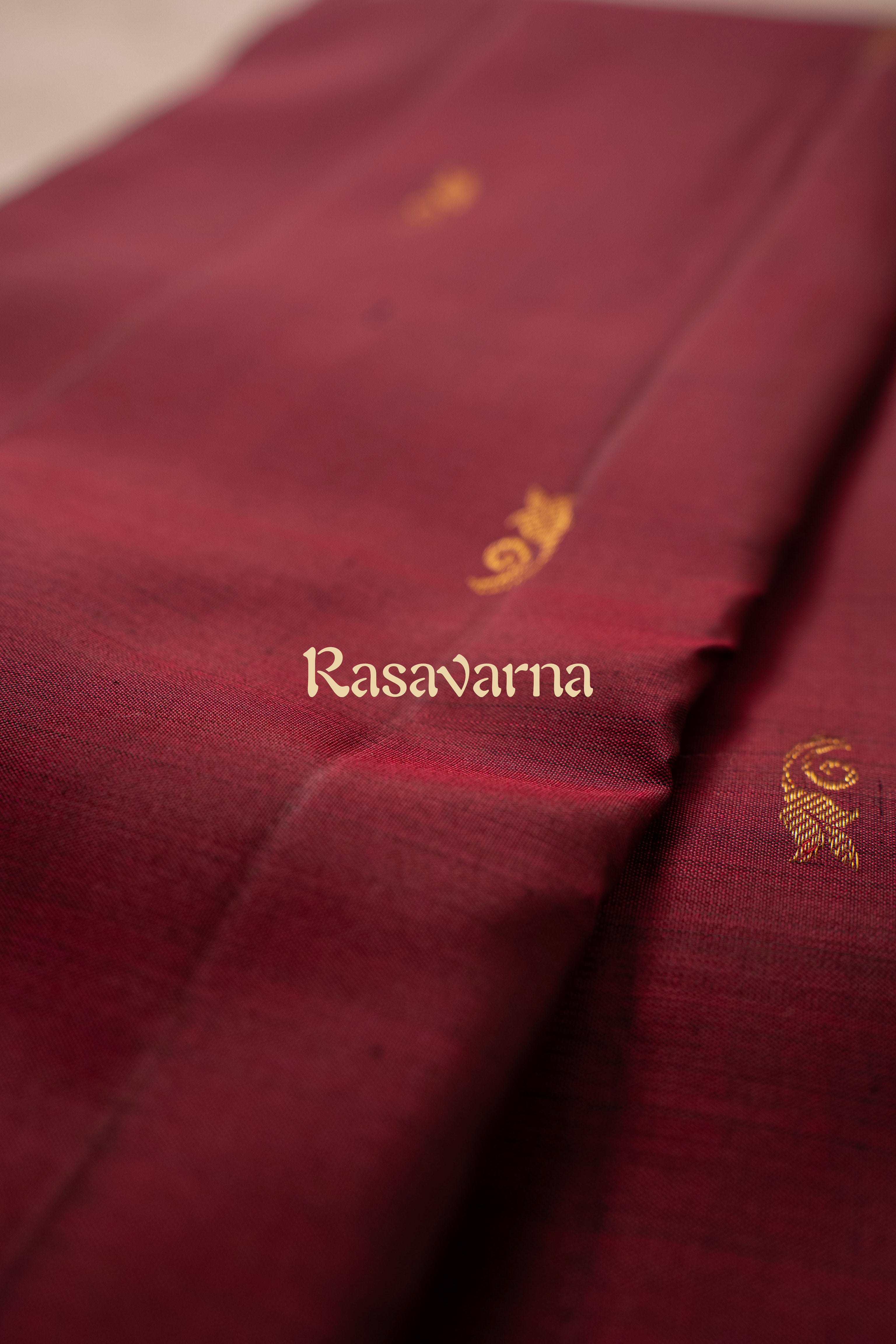 Rani Pure Silk Kanchipuram Pattu Saree with Navy Blue Border