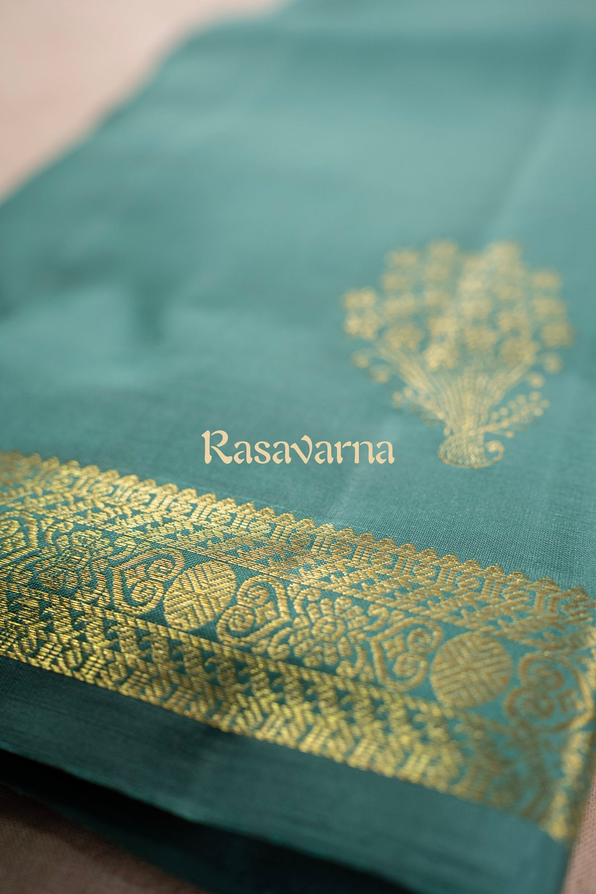 Teal Pure Silk Kanchipuram Pattu Saree