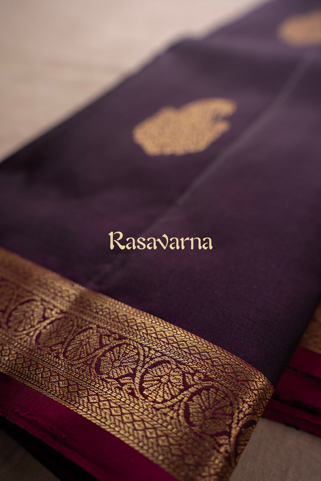 Violet Pure Silk Kanchipuram Pattu Saree with Rani Pink Border