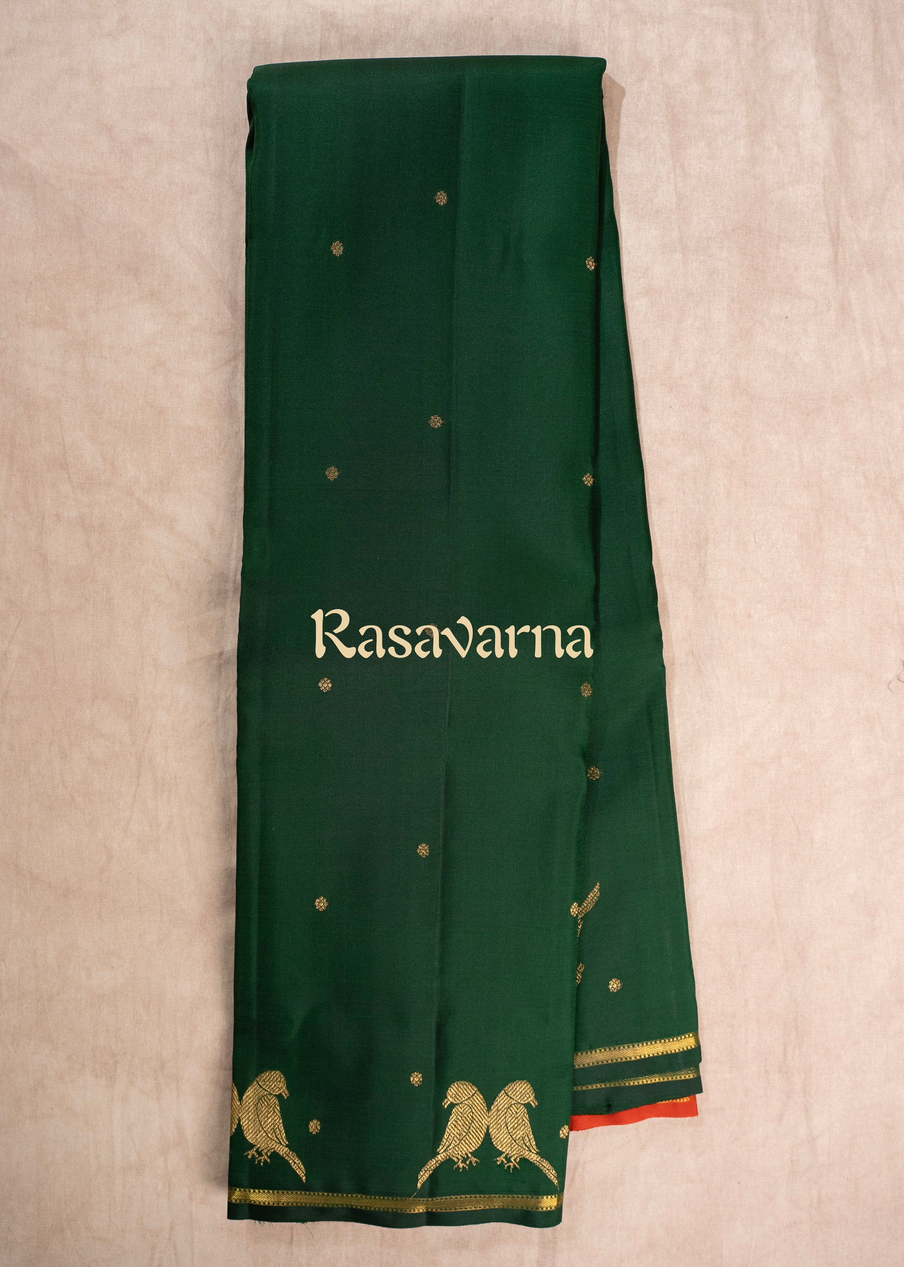 Bottle Green Pure Silk Kanchipuram Pattu Saree