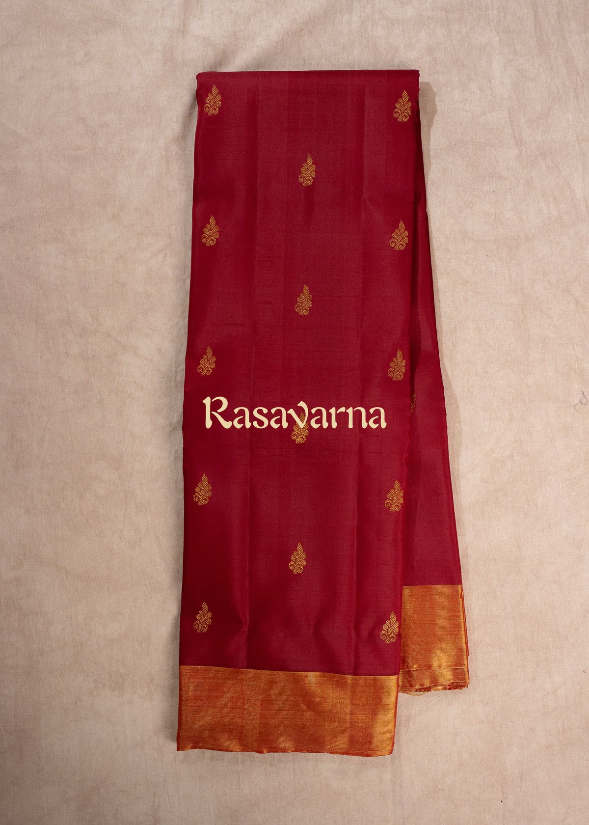 Red Pure Silk Kanchipuram Pattu Saree with Gold Border