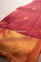 Red Pure Silk Kanchipuram Pattu Saree with Gold Border