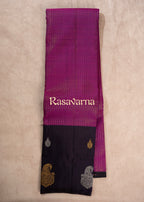 Purple Pure Silk Kanchipuram Pattu Saree with Navy Blue Border