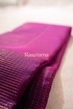 Purple Pure Silk Kanchipuram Pattu Saree with Navy Blue Border