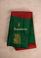 Red Pure Silk Kanchipuram Pattu Saree with Green Border
