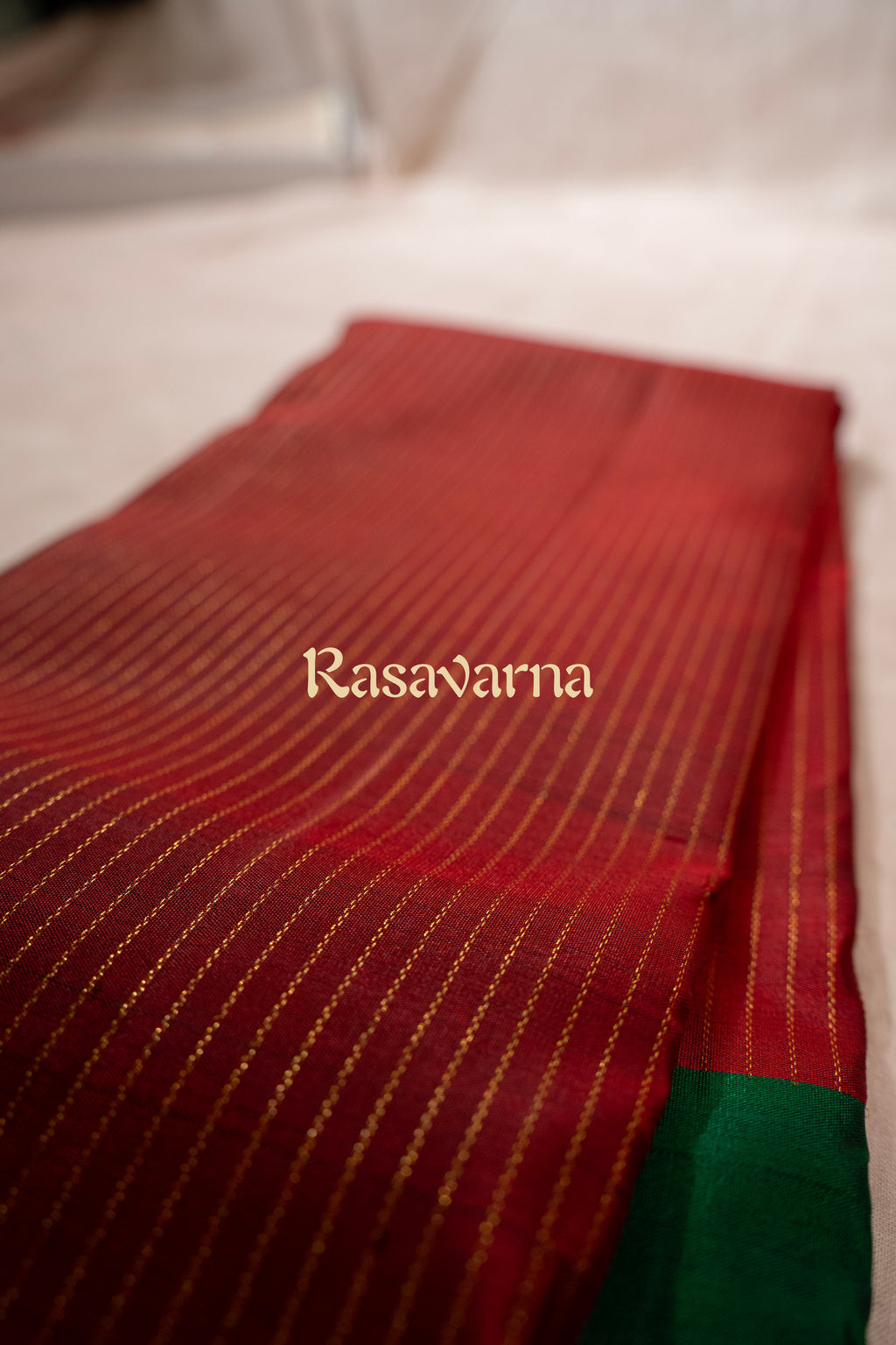 Red Pure Silk Kanchipuram Pattu Saree with Green Border