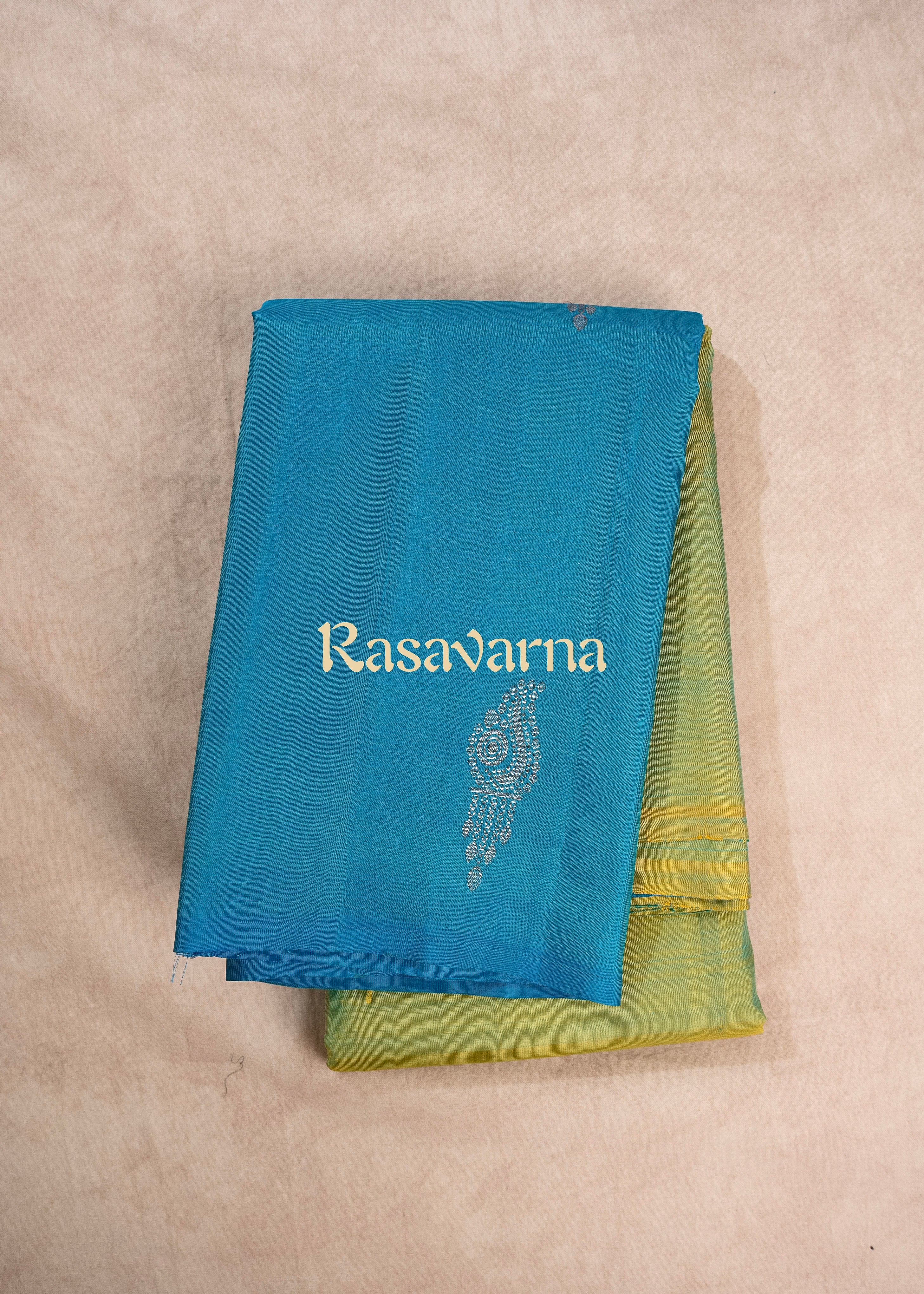 Blue & Green Pure Silk Kanchipuram Pattu Saree