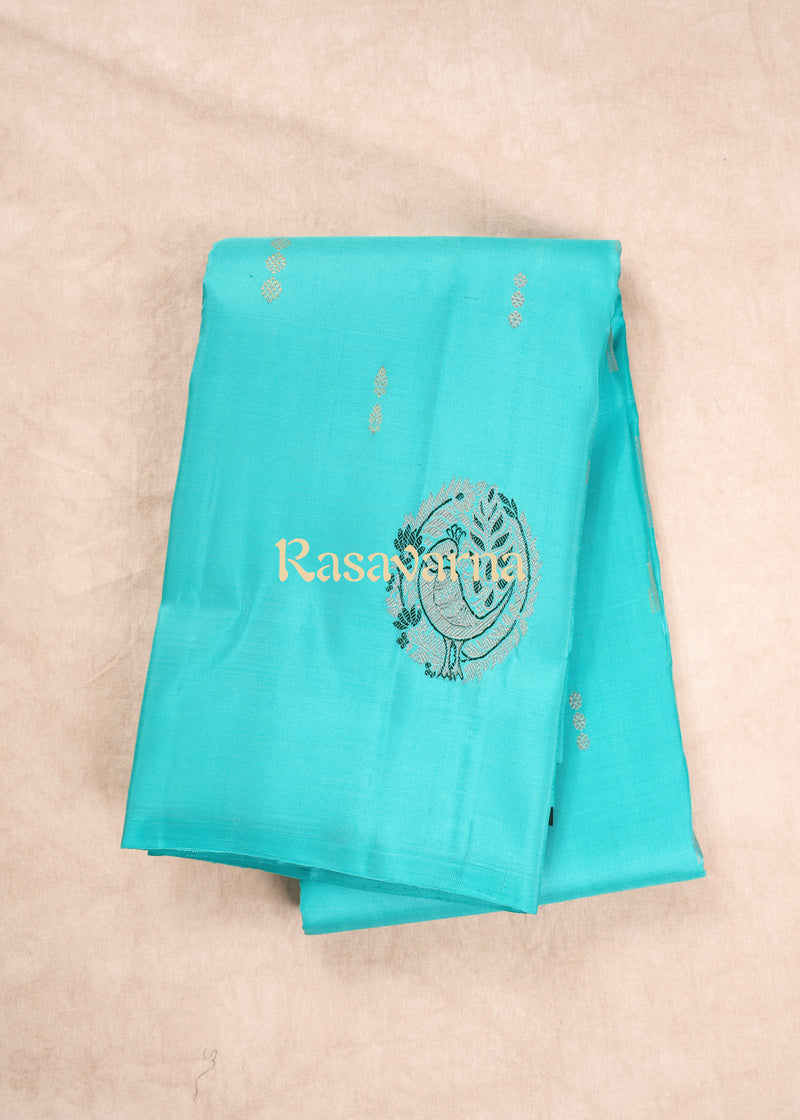 Sky Blue Pure Silk Kanchipuram Pattu Saree