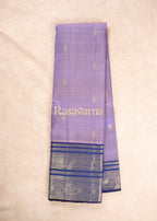 Amethyst Pure Silk Kanchipuram Pattu Saree with Royal Blue Border