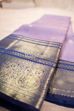 Amethyst Pure Silk Kanchipuram Pattu Saree with Royal Blue Border
