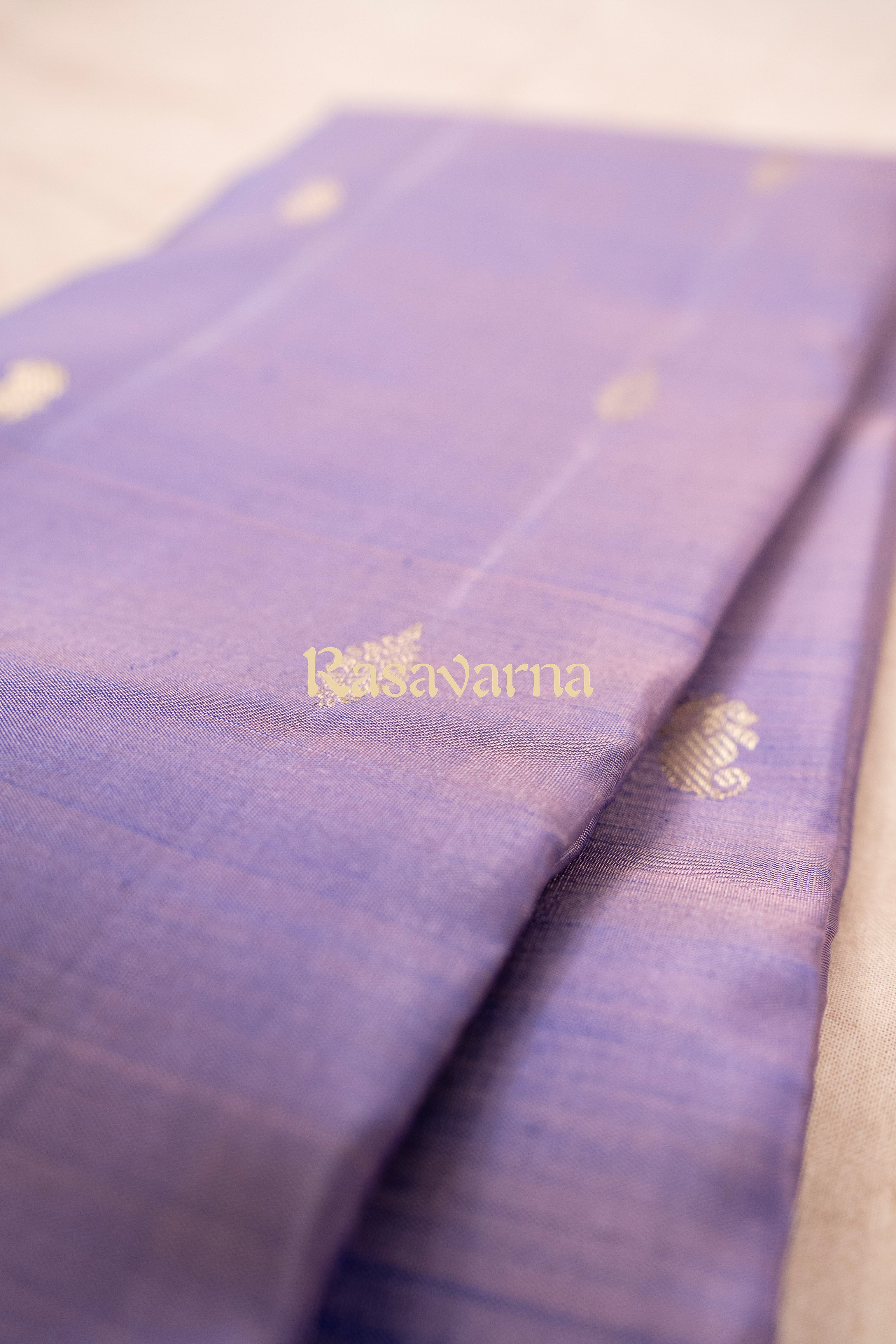 Amethyst Pure Silk Kanchipuram Pattu Saree with Royal Blue Border