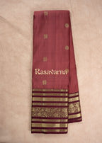 Rose Brown Pure Silk Kanchipuram Pattu Saree with Maroon Border