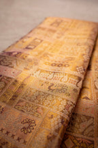 Gold Pure Silk Kanchipuram Pattu Saree with Purple Border