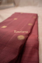 Rose Brown Pure Silk Kanchipuram Pattu Saree with Maroon Border