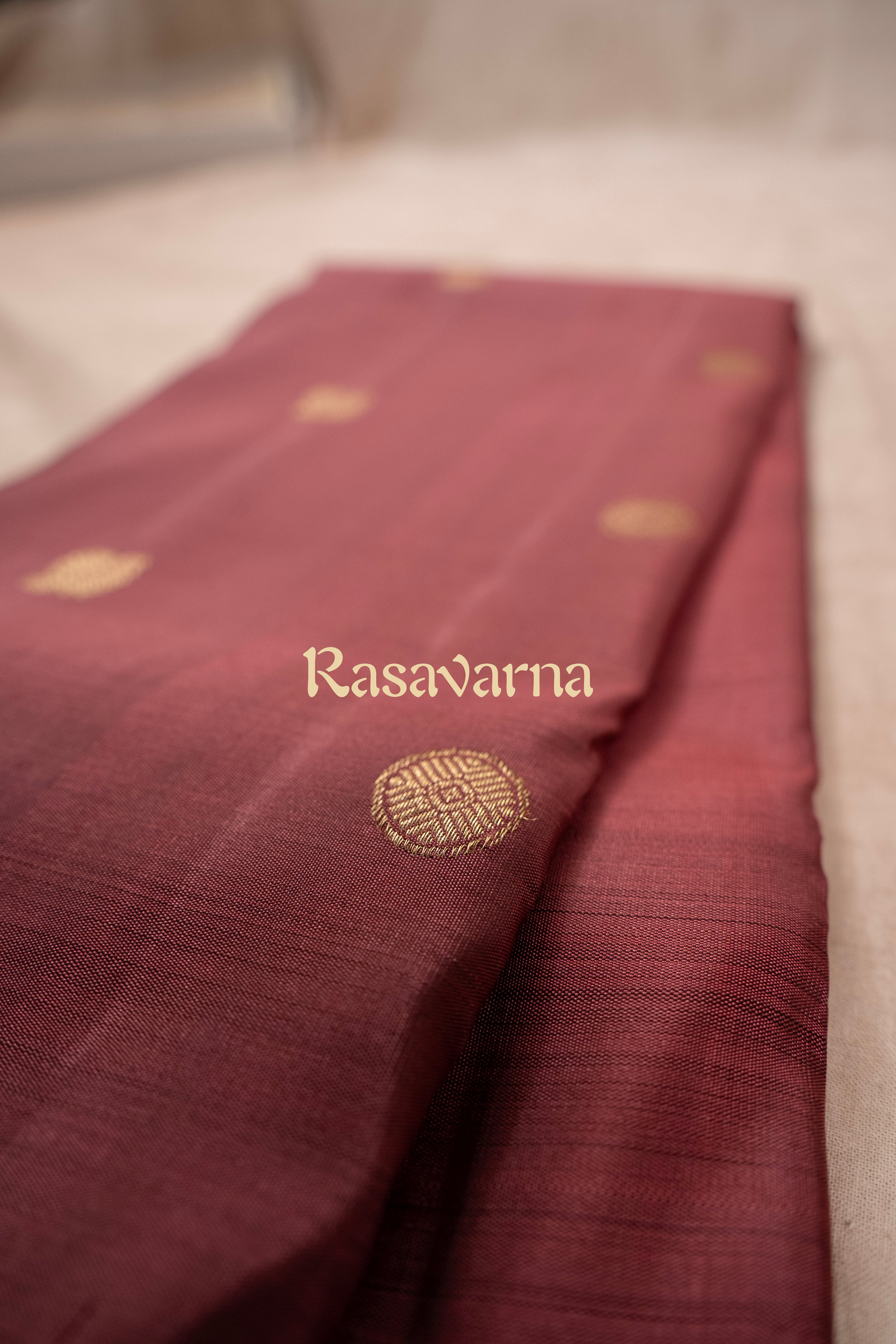 Rose Brown Pure Silk Kanchipuram Pattu Saree with Maroon Border