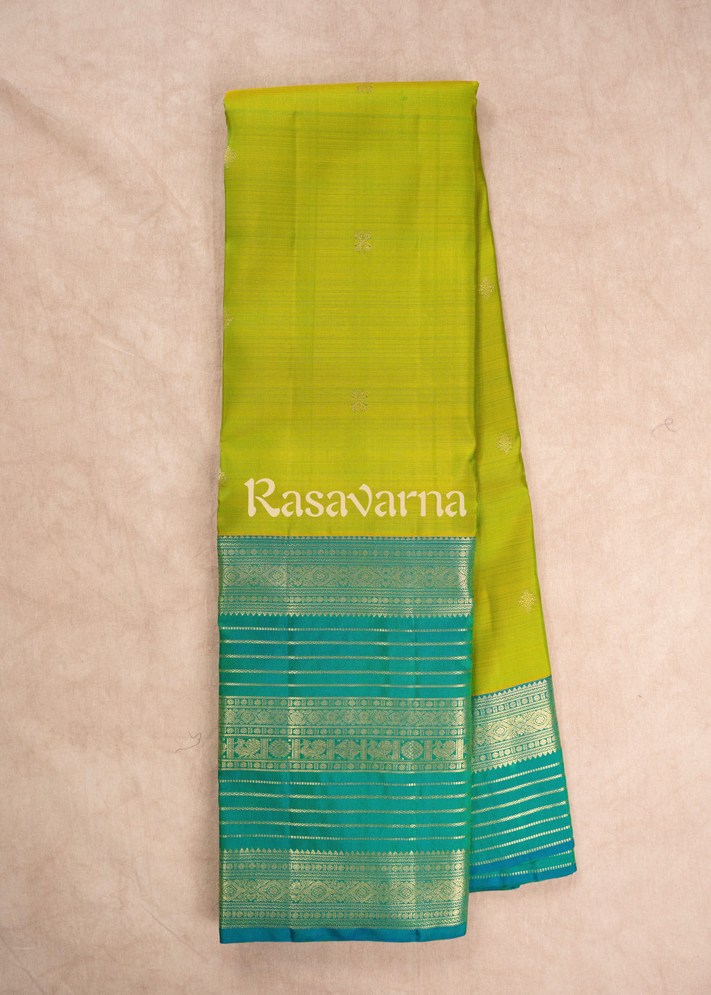 Parrot Green Pure Silk Kanchipuram Pattu Saree with Rama Green Border