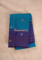 Blue Pure Silk Kanchipuram Pattu Saree with Royal Blue Border