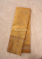 Gold Pure Silk Kanchipuram Pattu Saree with Contrast Border