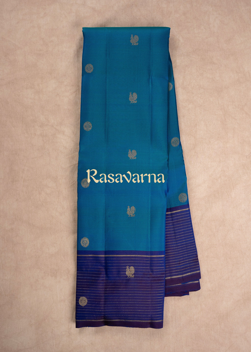 Blue Pure Silk Kanchipuram Pattu Saree with Royal Blue Border