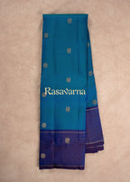 Blue Pure Silk Kanchipuram Pattu Saree with Royal Blue Border