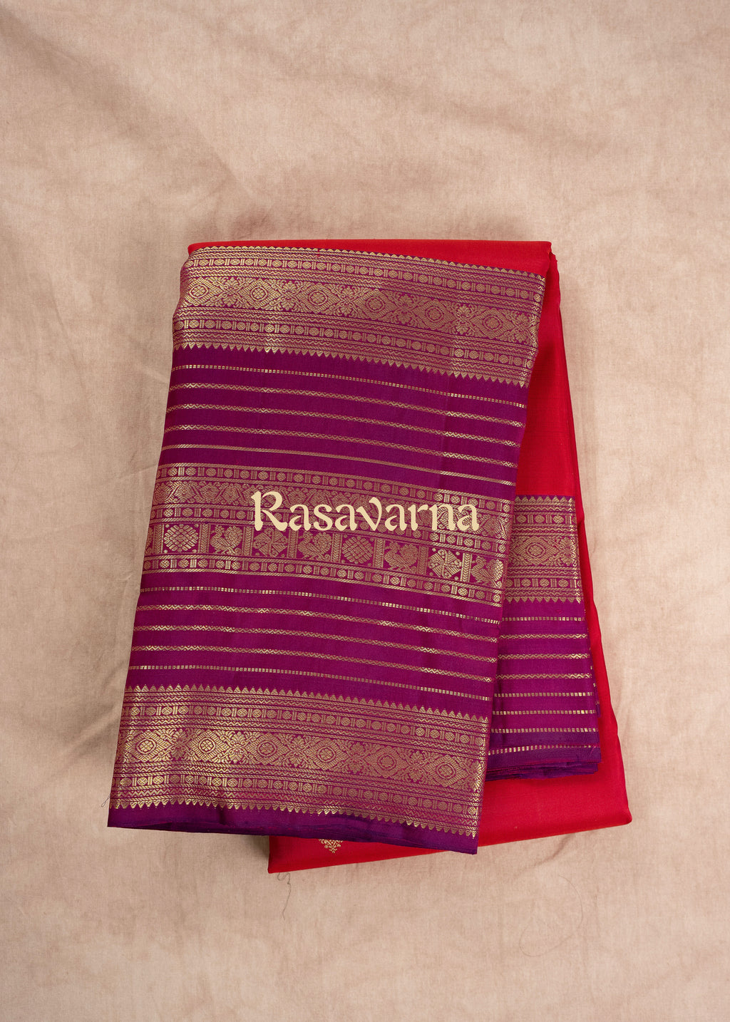 Crimson Red Pure Silk Kanchipuram Pattu Saree with Magenta Border