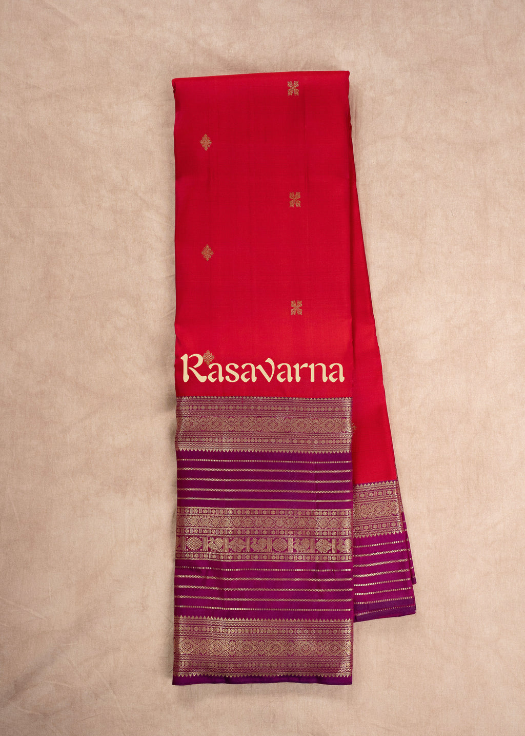 Crimson Red Pure Silk Kanchipuram Pattu Saree with Magenta Border
