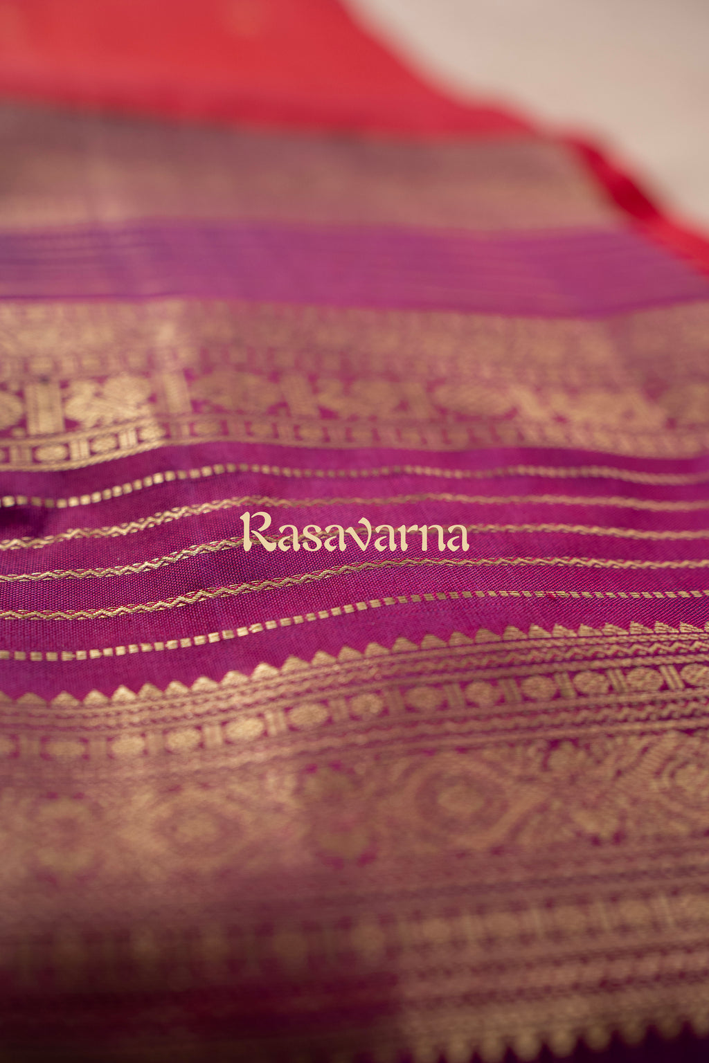 Crimson Red Pure Silk Kanchipuram Pattu Saree with Magenta Border