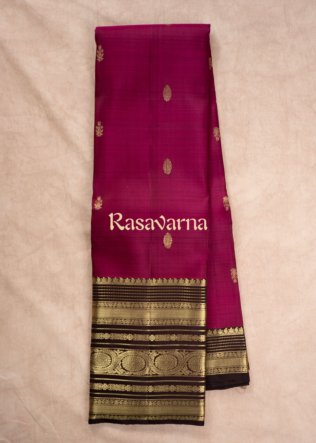 Rani Pink Pure Silk Kanchipuram Pattu Saree with Chocolate Border