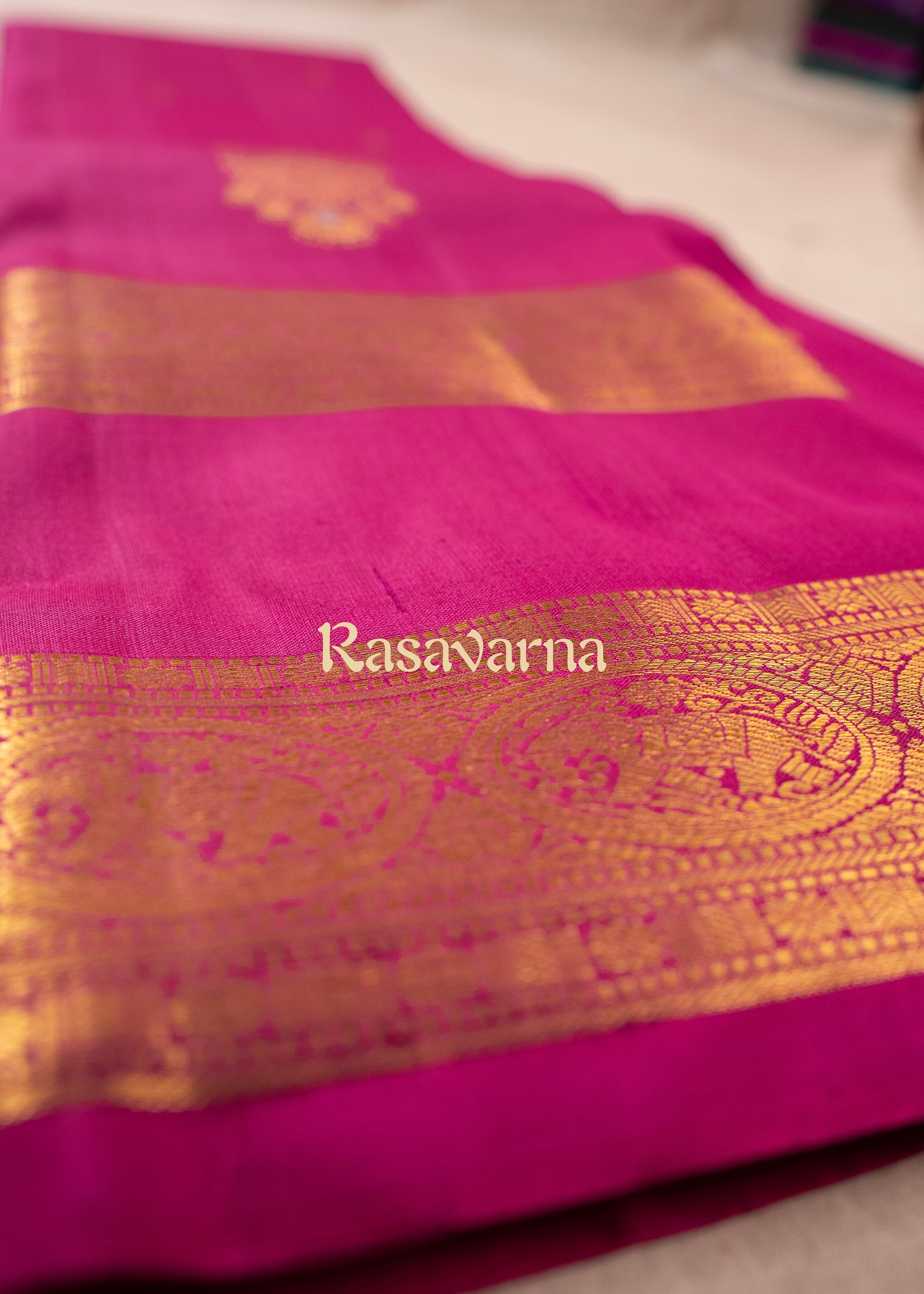Rose Pink Pure Silk Kanchipuram Pattu Saree with Rose Pink Border