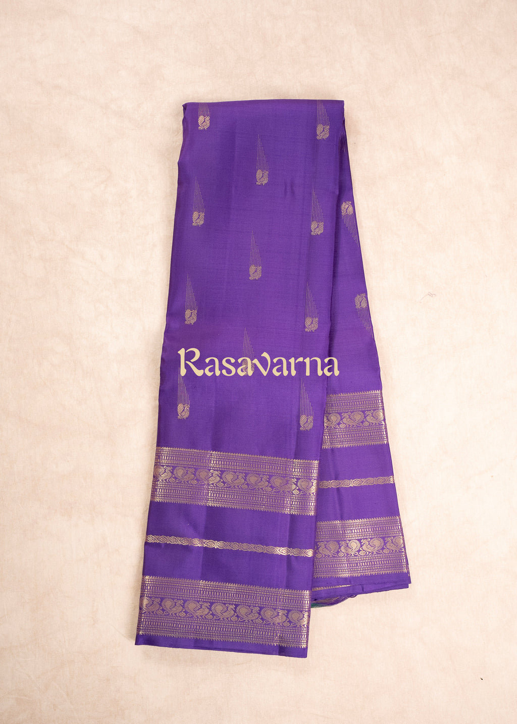 Violet Pure Silk Kanchipuram Pattu Saree with Violet Border